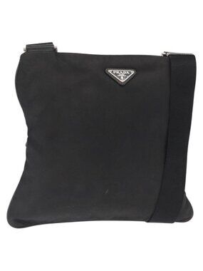 Authentic PRADA Shoulder Bag Nylon Black Silver